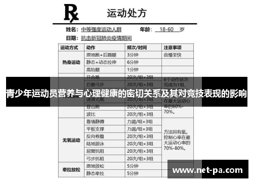 青少年运动员营养与心理健康的密切关系及其对竞技表现的影响
